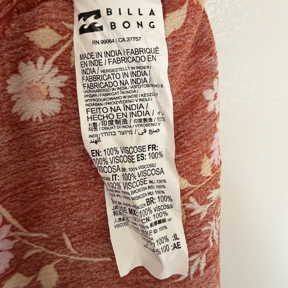 Billabong True Romance Printed Midi Dress in rust orange - Picture 9 of 12